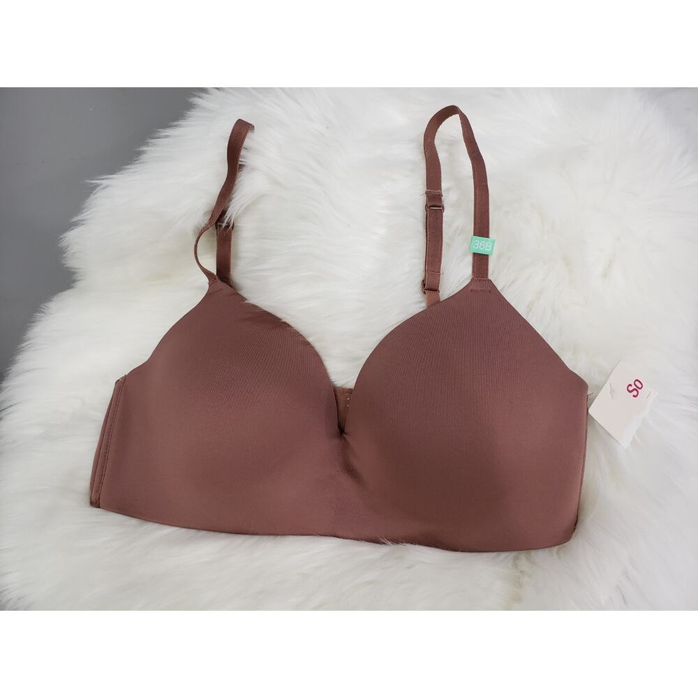 NEW 36B SO Bra Soft Convertible T-Shirt Nugmeg Brown Lightly Lined